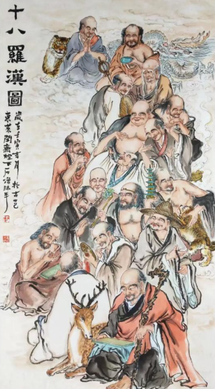佛光映世：十八罗汉的智慧图腾与精神象征